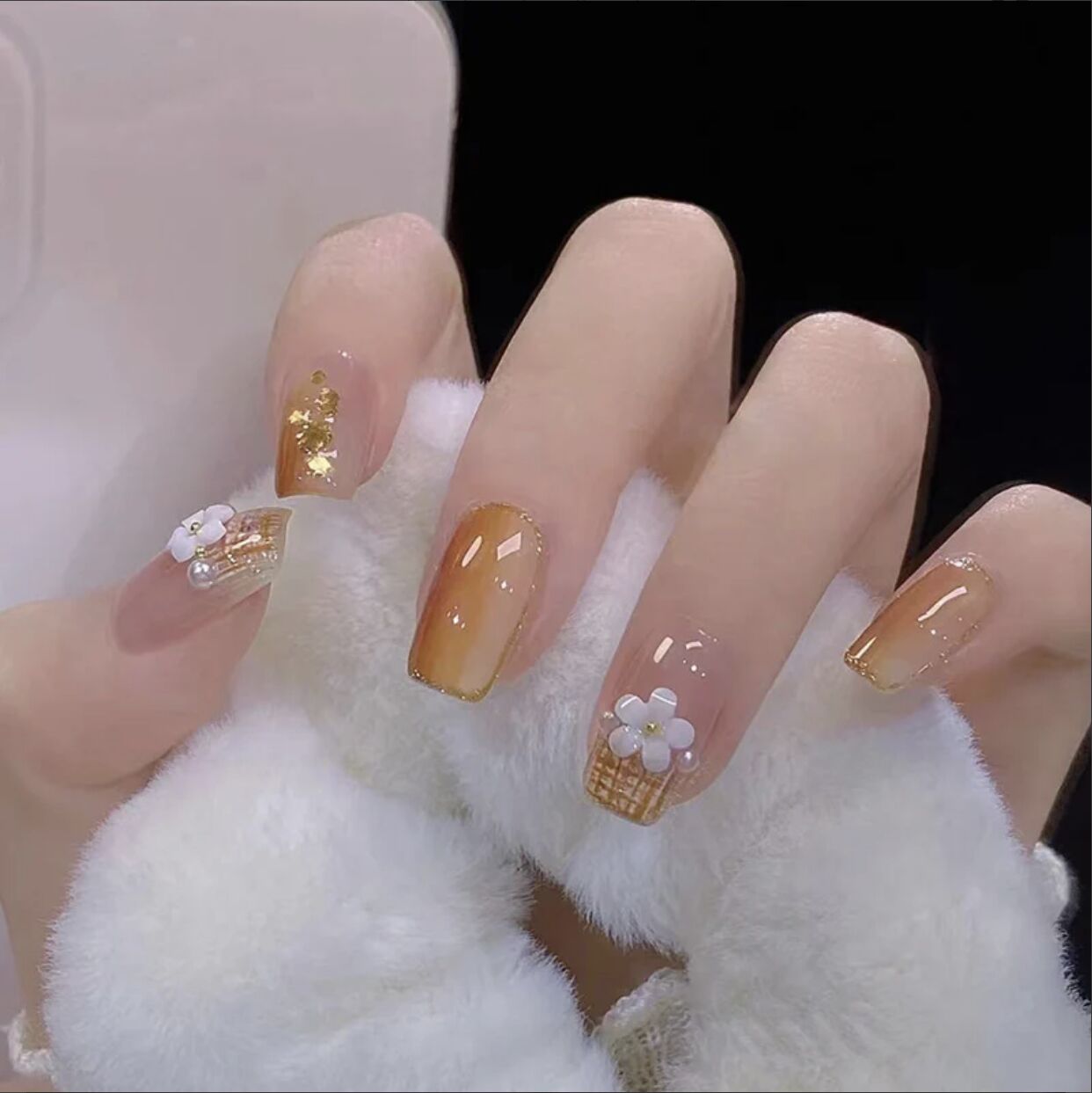 K13 Caramel Color Chrysanthemum MEDIUM NAIL