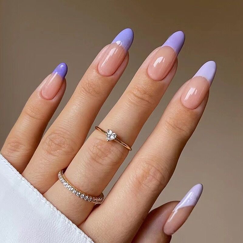 M46 NANY PINK PURPLE BLUE WHITE MEDIUM NAIL